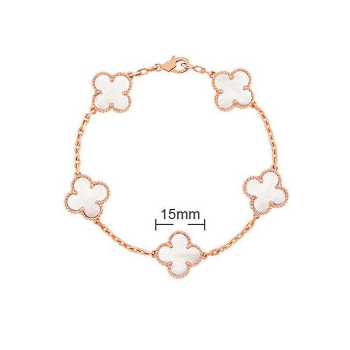 Bracciale da Donna a Quattro Fogli in Madreperla Double-Sided Placcato Oro 18K - Accessorio di Lusso Leggero