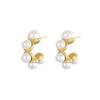 GEMCHIC Women's C-Shape Geometric Stud Earrings with Imitation Pearls Stainless Steel Fashion Luxury Hoop Jewelry