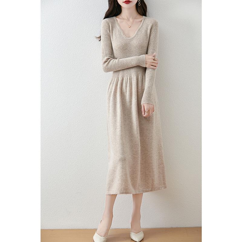 Women's Cashmere Dress Qinghe Cashmere 30% Cashmere 70% Wool Autumn and Winter Cashmere Skirt Soft and Warm