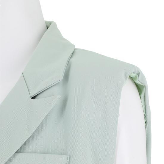 2 Pcs/Set Women Coat Pants Set Lapel Single Button Mid Length Cardigan