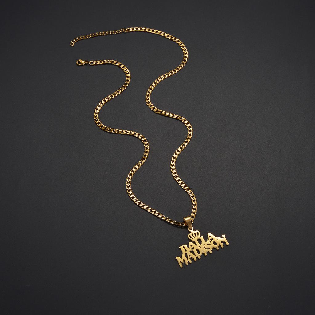 Customized Names Pendant Necklace Stainless Steel Personalized Jewelry Cuban Thick Chain for Men Women Detachable Necklace Gift
