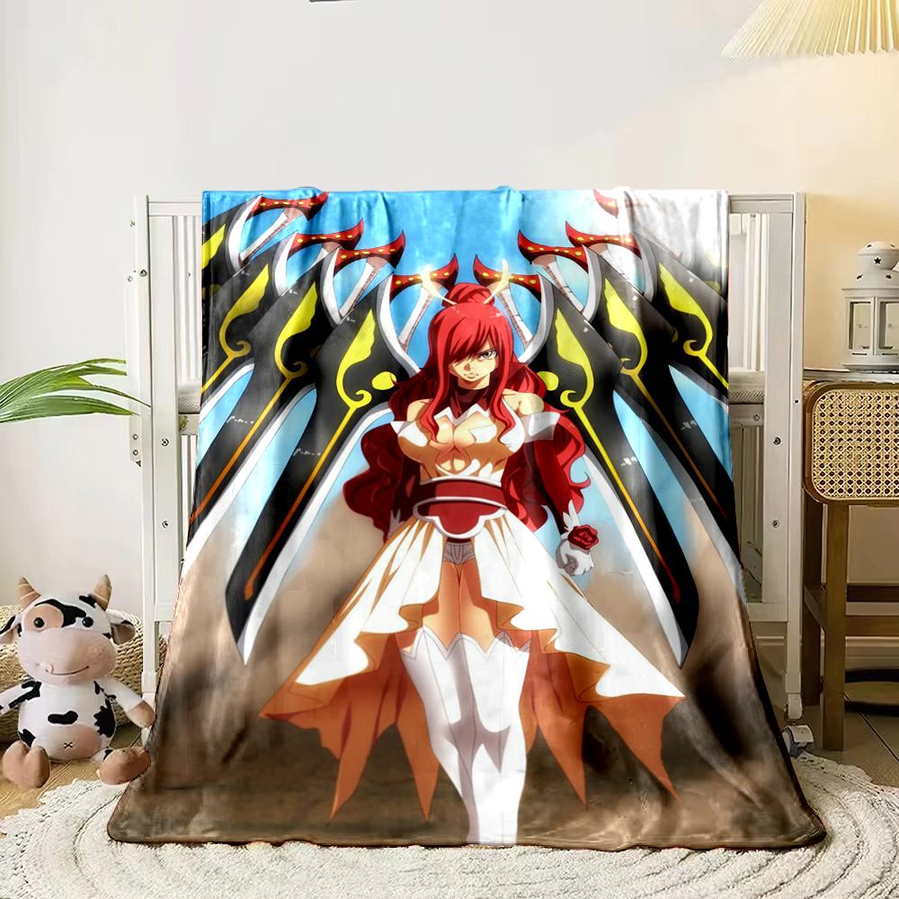 "Red-haired warrior with swords design blanket, Flannel blanket for bedroom, living room, sofa, and nap sofas."