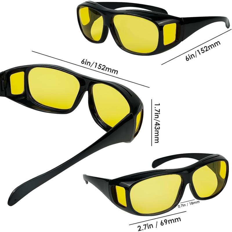 Night Driving Glasses Fit Over for Men Women, Anti Glare Polarized Night Vision Glasses, Wrap Around HD Yellow Lens