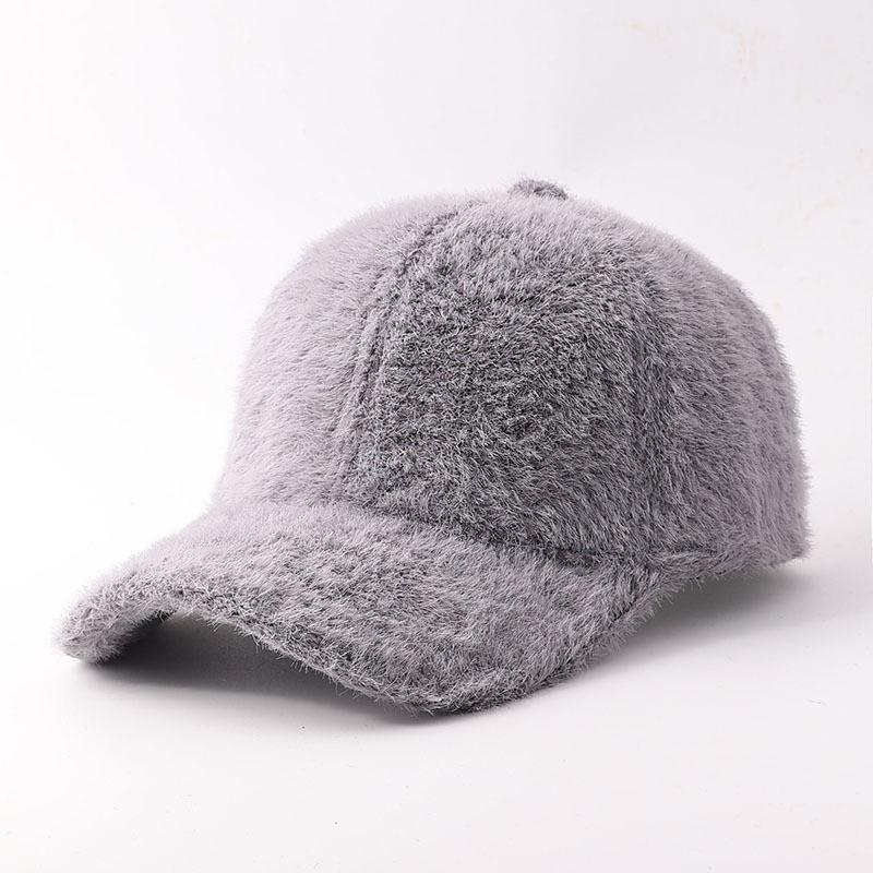 Winter Plush Baseball Cap Women's European and American Solid Color Thickened Warm Cap