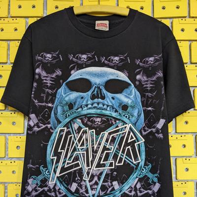Vintage 90s Slayer Band T Shirt Thrash Metal Rare Graphic Bootleg Merch Tee T-Shirt Mens Kids
