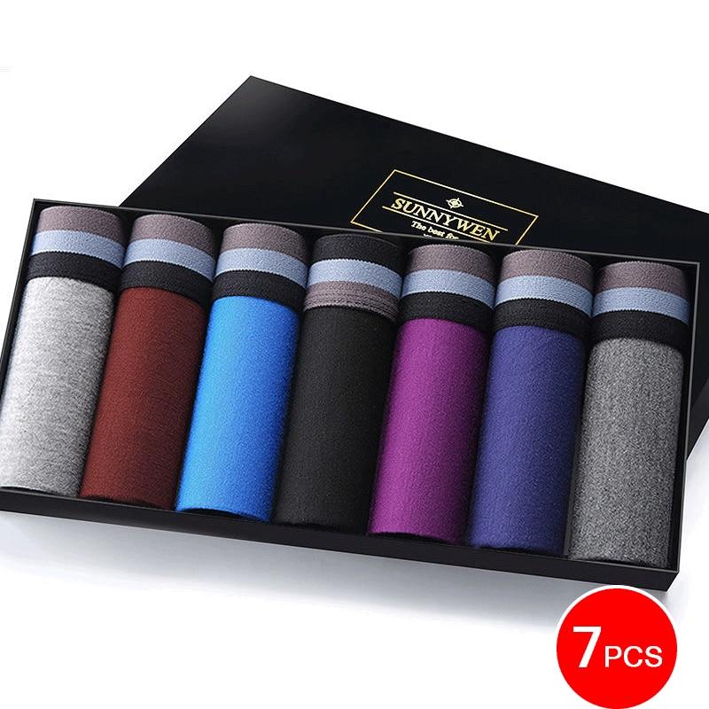 7шт Мужское нижнее белье Хлопок Мужские трусики Дышащие Мужские боксеры Твердое нижнее белье Удобные шорты Нижнее белье XXL серый