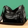 Solid Color Multi Zipper Bag Vintage Soft Leather Shoulder Bag  Casual Crossbody Purse For Work