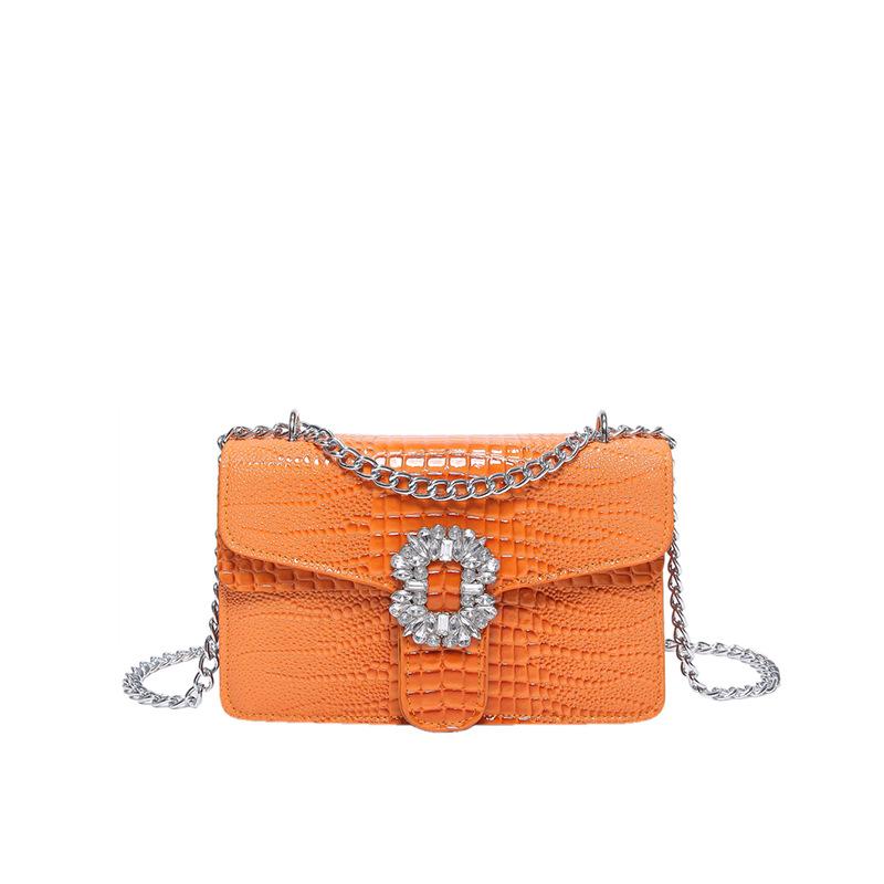 

Женская сумка, модная сумка через плечо, текстура, крокодиловый узор, цепочка, маленькая квадратная сумка, ретро, универсальная сумка-мессенджер оранжевый