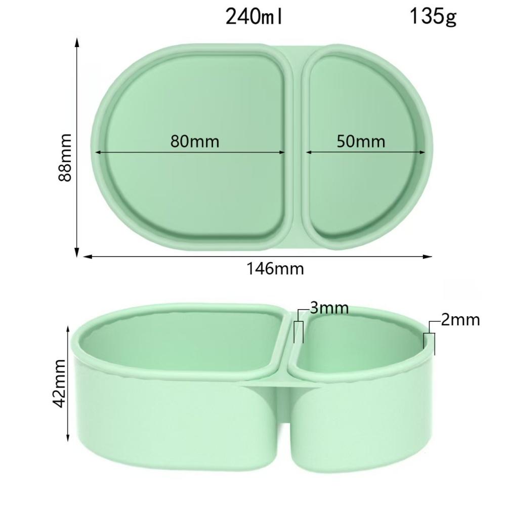 Premium Silicone Reusable Snack Containers,Double Compartment Snackle Box,Leakproof Sauce and Salad Box, for,Picnics,Office
