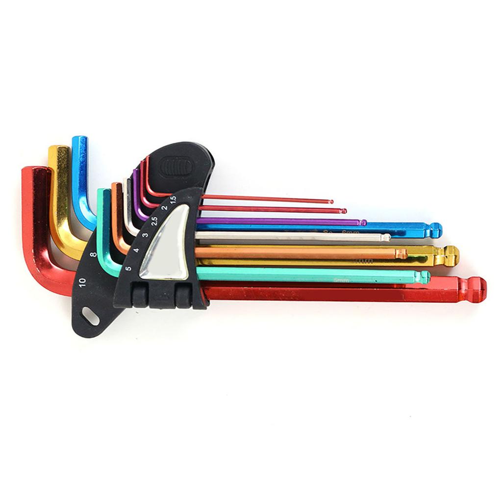 9Pcs Hex Wrench Star Key Ball End Metal Long Arm Metal Key Tool Set Kit for Repair