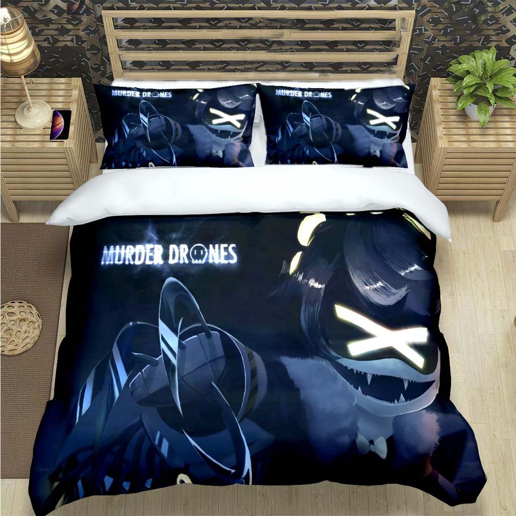 Comforter Fashion Cartoon Murder Drone Print Bedding Set Comforter Bed Youth Kids Girl Boys Luxury Birthday Gift