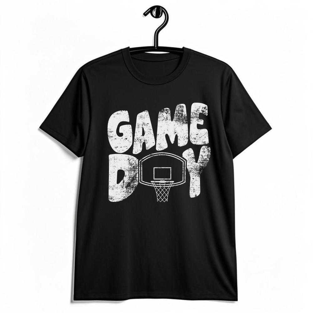 Game Day Distressed Basketball Hoop Graphic Tshirt Retro Sports Fan Aesthetic Tee Basketball Lover Gift Tshirt Unisex Unisex Tops