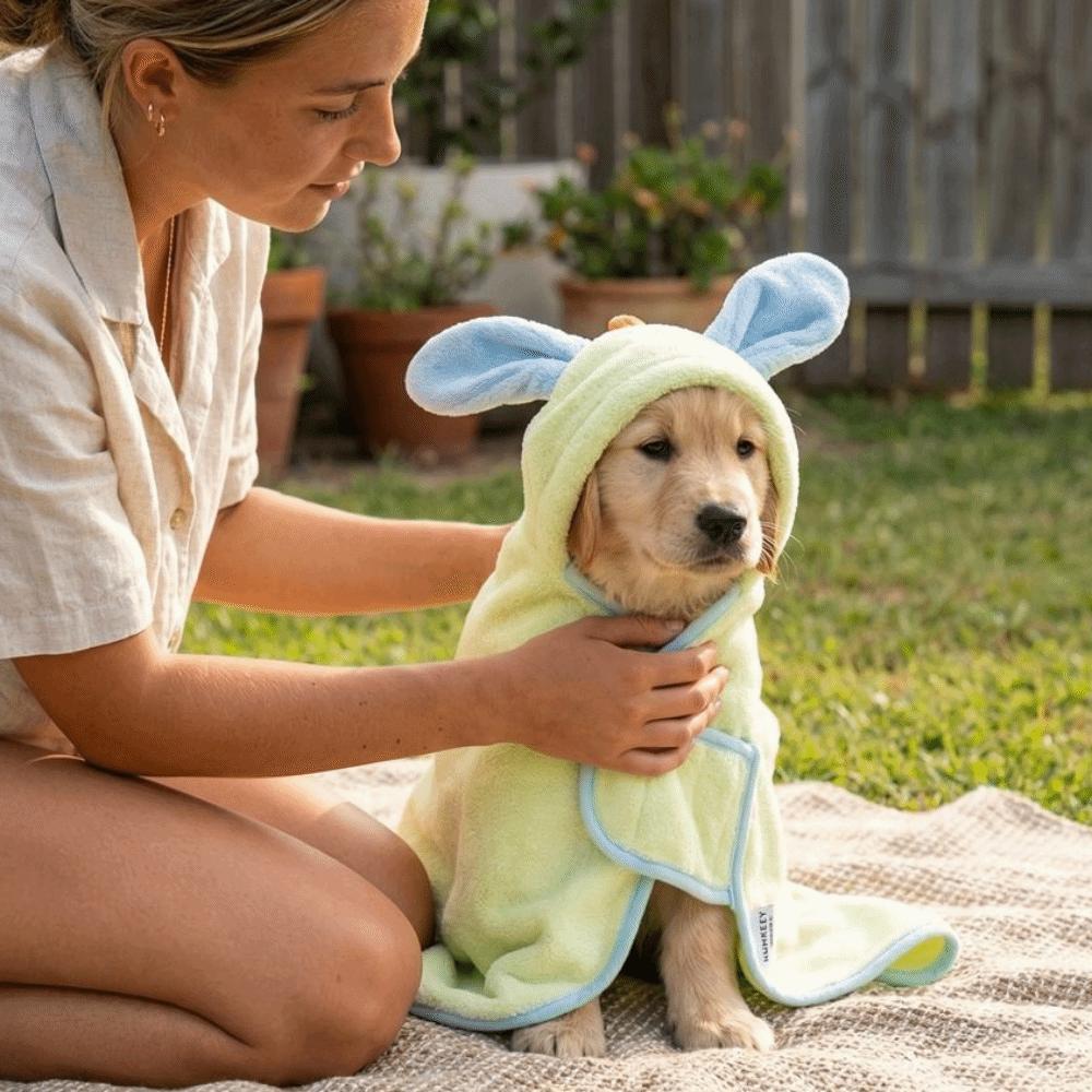 Warm Dog Hooded Bathrobe Coral Fleece Dog Bath Towels Pet Quick Drying Towel  Outdoor