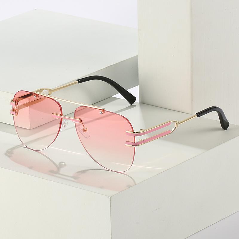 Pilot frameless European and American style sunglasses, fashionable personalized star sunglasses for women