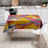 Vibrant Modern Tablecloth Set for Dining Room Decor with Abstract Floral Design Yellow Blue Pink Red Black White Colorful Printe