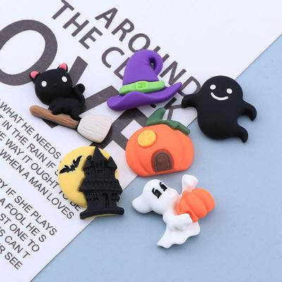 10 sztuk Kolekcja Kreskówkowych Duchów i Dyni Płaskie Żywiczne Akcesoria Dekoracyjne na Imprezę Halloweenową Dekoracje do Scrapbookingu Rzemiosło