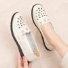Hollow Soft Sole Mom's Shoes Sandals Summer Comfort Flat Sole Women's Shoes Hole Leather Shoes Middle and Old Age Shoes 2024