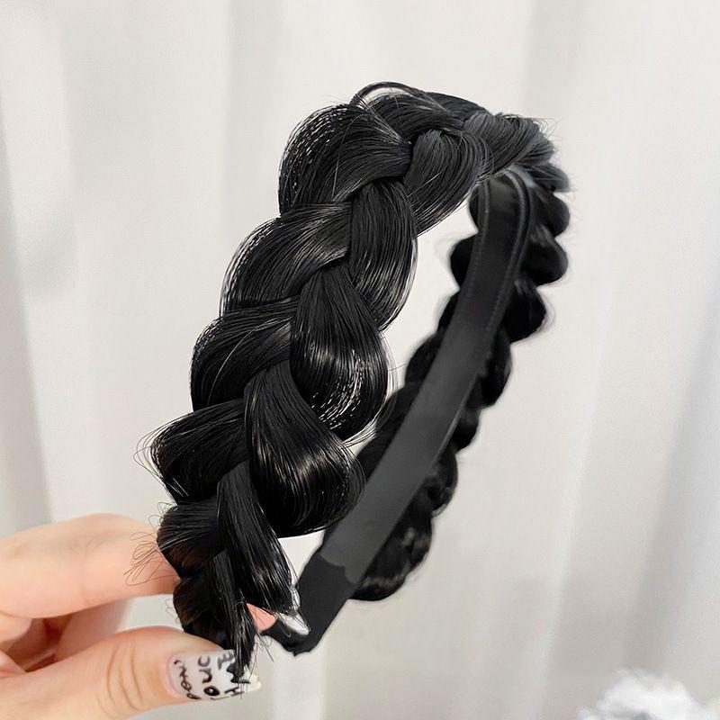 

2023 Fishbone Braid Hairband Spin Headband для женщин – цельный аксессуар для волос Natural black. чёрный/естественный