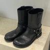 Korean Version Of Thin Leather Black Retro Western Cowboy Boots Women'S Platform Short Martin Boots Women'S Boots