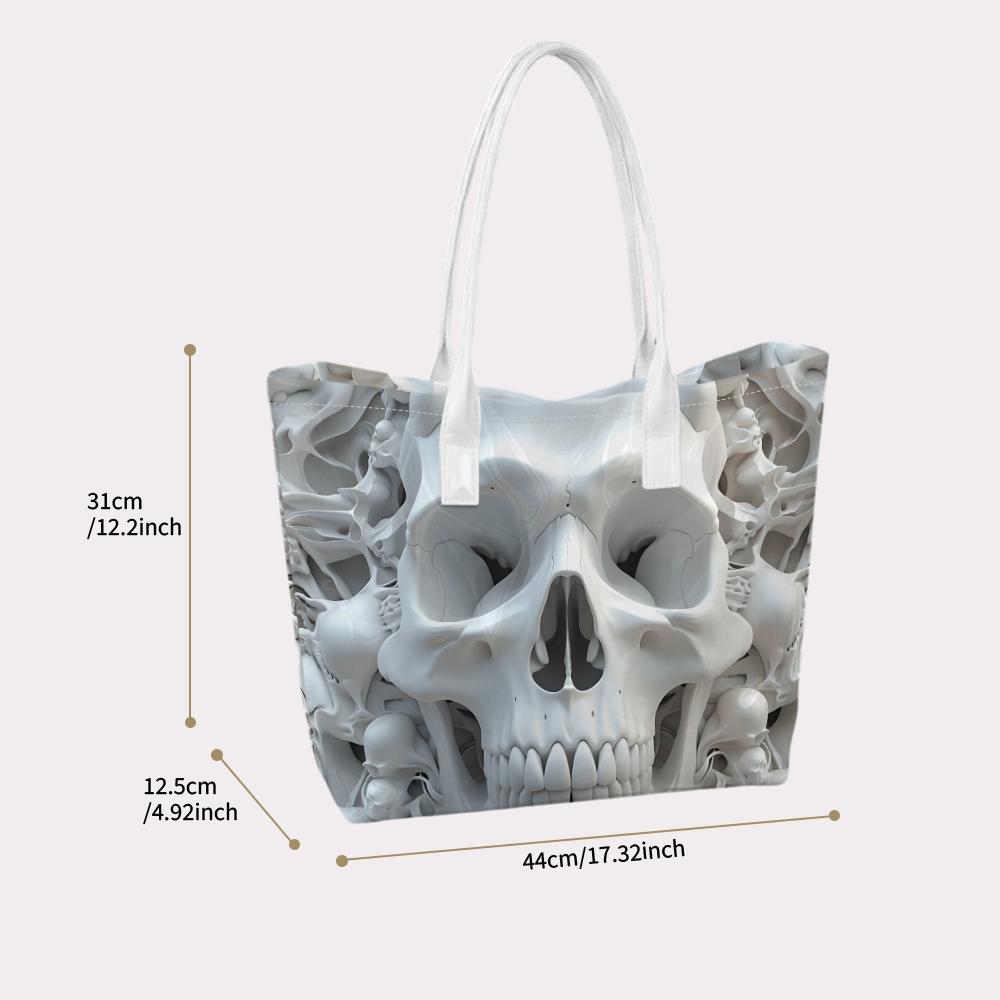 Gothic Skull Pattern Tote Bag Fashion Shoulder Handbag for Daily Use Cool Street Style Casual Carry All Bag