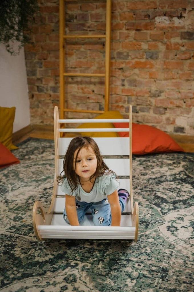 Smile wooden rocker white