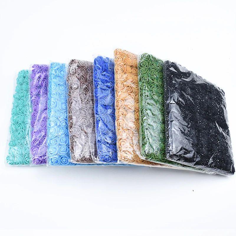 

144 Pieces Christmas Decorative Wreath PE Teddy Bear of Rose Wedding Scrapbook Artificial Flower Cheap Home Decor Fake Plant 144 Pieces синій