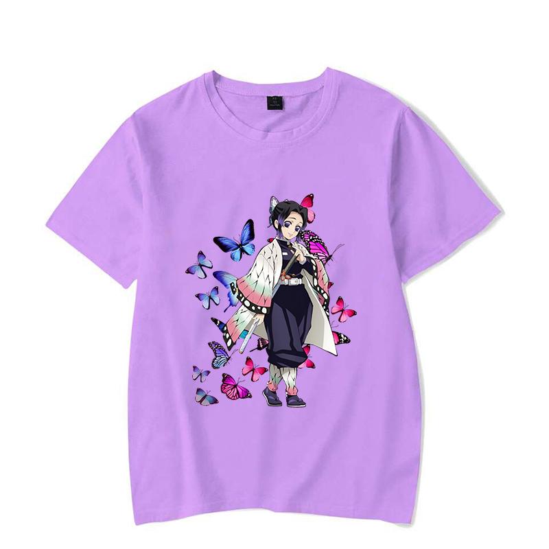 New Kochou Shinobu Printed T-shirts for Women Summer Tee Shirts Hot Anime Casual Short Sleeve Round Neck Tops T-shirts