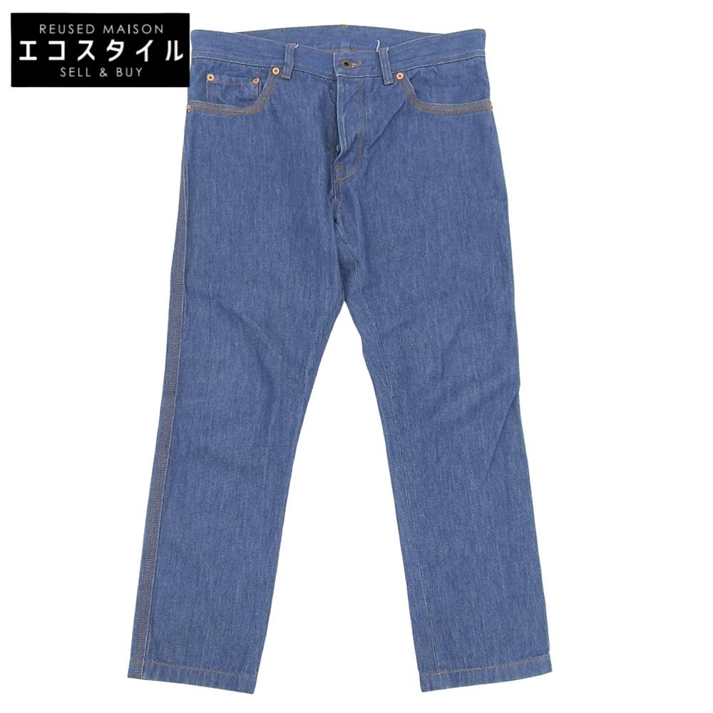 VALENTINO Men's Blue Leather Patch Button Fly Denim Pants, Size S29, Size L32, JVODEJC12PR Bottoms S29 L32 blueUsed