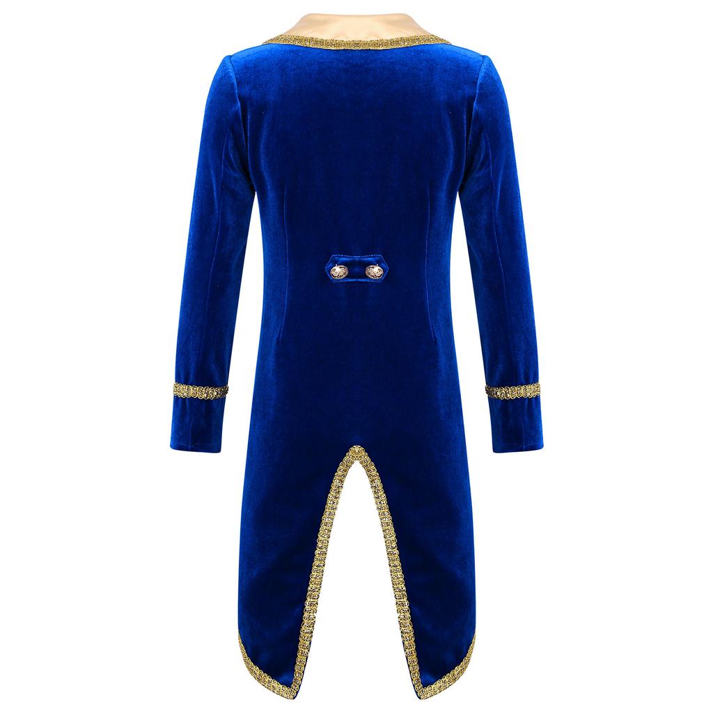 Kids Boys Theme Party Costume: Vintage Royal Prince Tuxedo Coat Long Sleeve, Complete Cosplay Dress Up Set