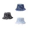 Stylish Distressed Trim Flower Print Fisherman Hat Breathable Bucket Hat for Spring Autumn Daily Outfit Fashion Headwear