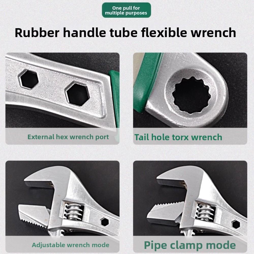 8/10/12 Inches Multifunctional Wrench with Anti Slip Handle High-carbon Steel Large Opening Adjustable Ratchet Wrench Hand Tools