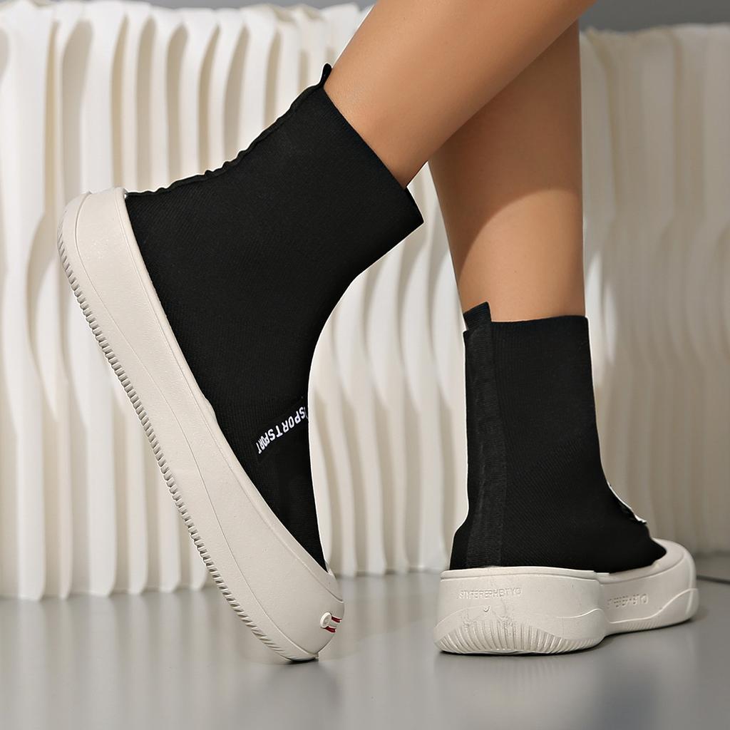 Fashion Women's breathable thick-soled sneakers, casual slip-on shoes, knitted sneakers, women's tennis sneakers, summer sock shoes