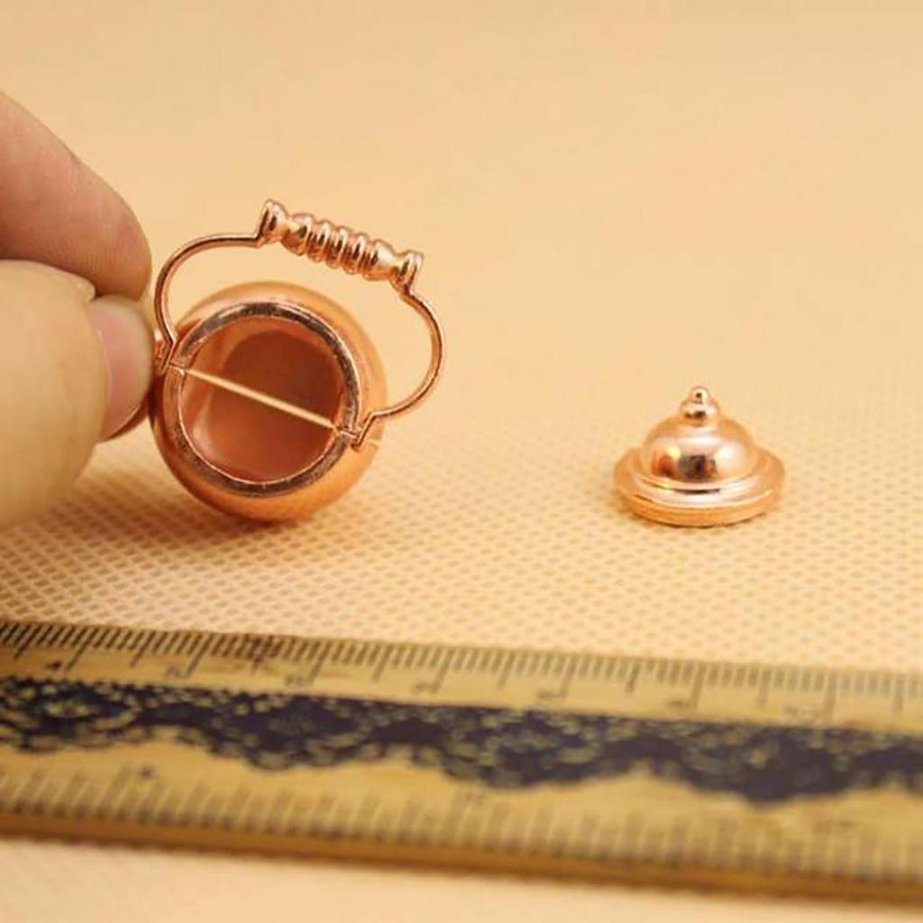 Retro Miniature Kettle Open Lid Toy 1/12 Scale Dollhouse Fairy Doll Home Decor
