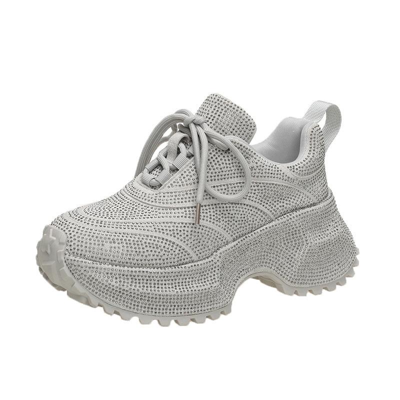 

Daddy shoes women s 2025 new models with diamond platform high-soled shoes women s platform is super good-looking with wide-leg pants sneakers tide 40 серый