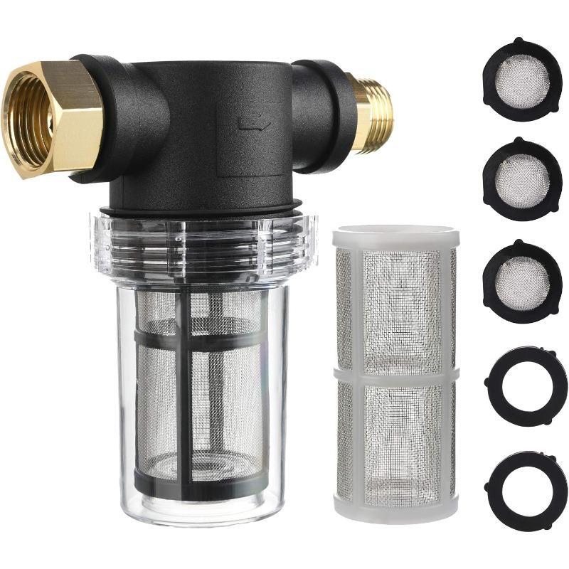 Gartenschlauchfilter für den Einlass des Hochdruckreinigers, Inline-Filter für Sedimente, 40-Mesh-Sieb, Extra 100 Mesh