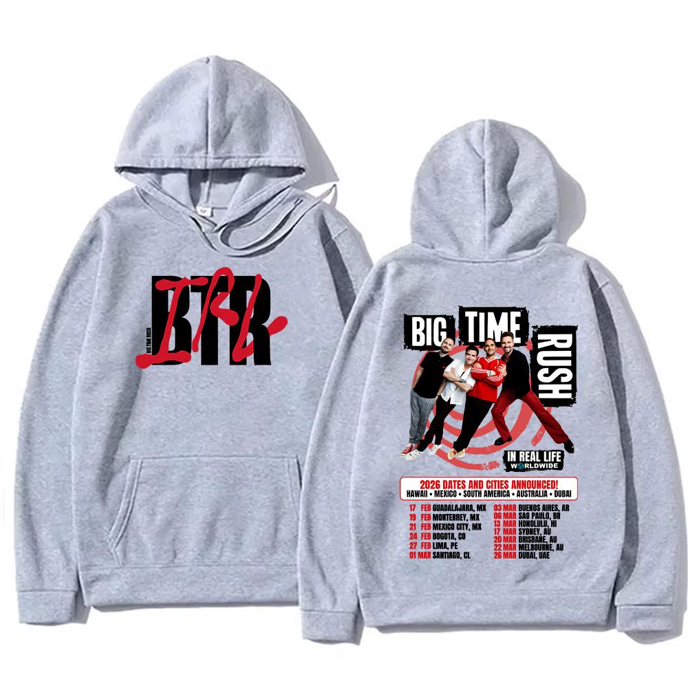 

Big Time Rush Pullovers BTR in Real Life Worldwide 2026 Tour Hoodies Fall New Women Men Long Sleeve Sweatshirt High Street Hoody XXXL сірий колір