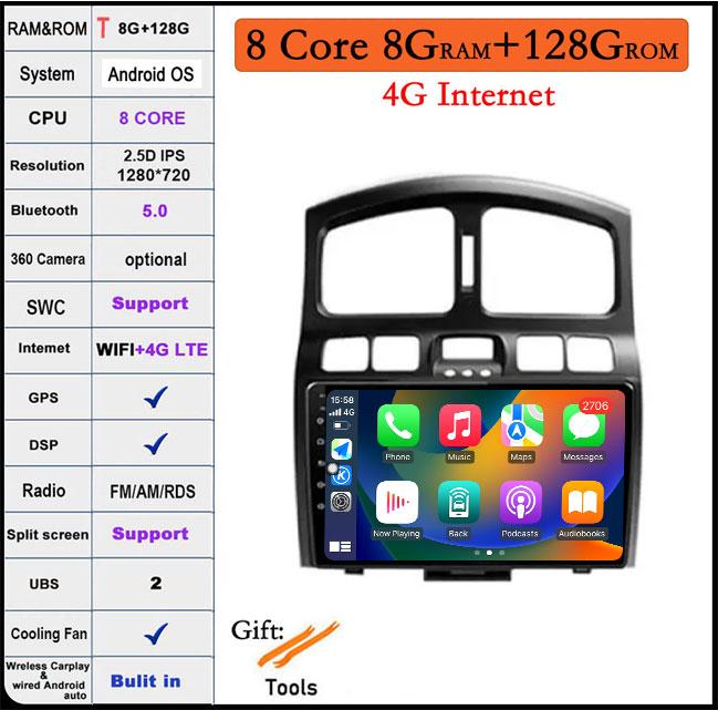 

Для Hyundai Santa Fe SM 2000 - 2012 Для JAC S1 Rein 1 2007-2013 Автомагнітола Відео Мультимедіа Навігація Wifi Стерео Екран Авто