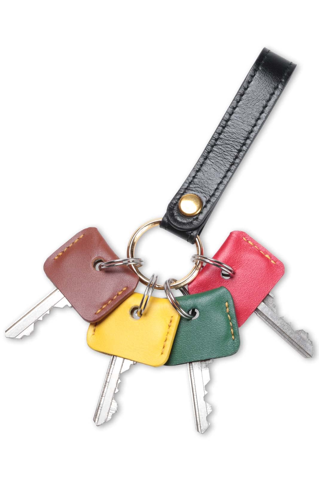 

S&P Genuine Leather Key Holder (Black) & Key Cover Set of 4, Strap Key Ring Key Case for Men and Women, Anti-Theft, Anti-Static, and Reduces Metal