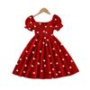 Girls' Fashionable And Caring Printed Dress For Summer, Children's Casual Dress With Bow Ties