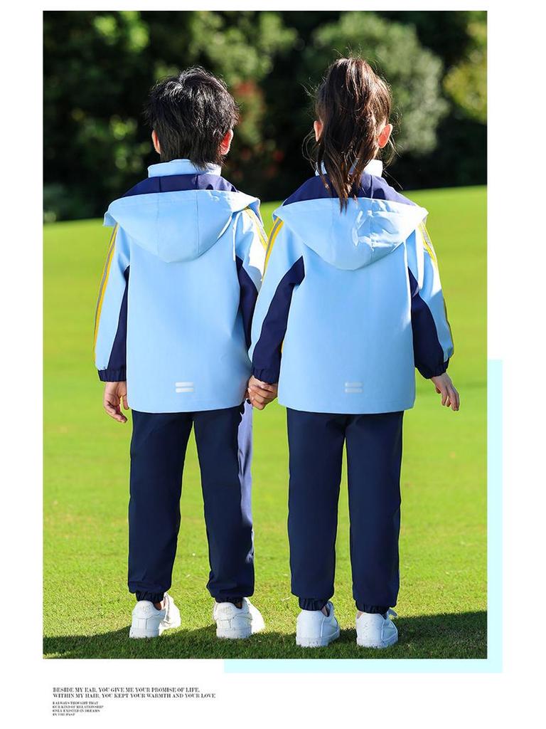 Elementary School Windbreaker Three-Piece Set for First Graders: Spring, Autumn, and Winter Uniform