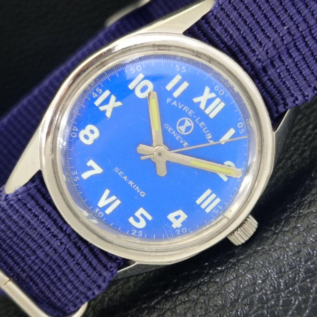 

FAVRE LEUBA SEA KING HAND-WINDING 101 SWISS MENS VINTAGE BLUE WATCH a703715-1 R213e-a703715