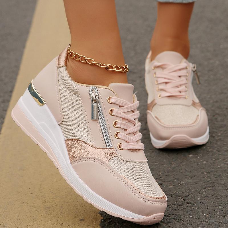 Fashion 2025 New Fashion Pink Wedge Sneakers Women Lightweight Breathable Casual Sports Shoes Woman Plus Size Platform Vulcanized Shoes