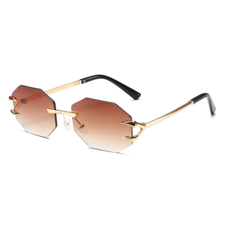 Trendy Polygon Sunglasses Women Men Frameless Vintage Summer Shades Fashion Sun Glasses For Ladies Vacation