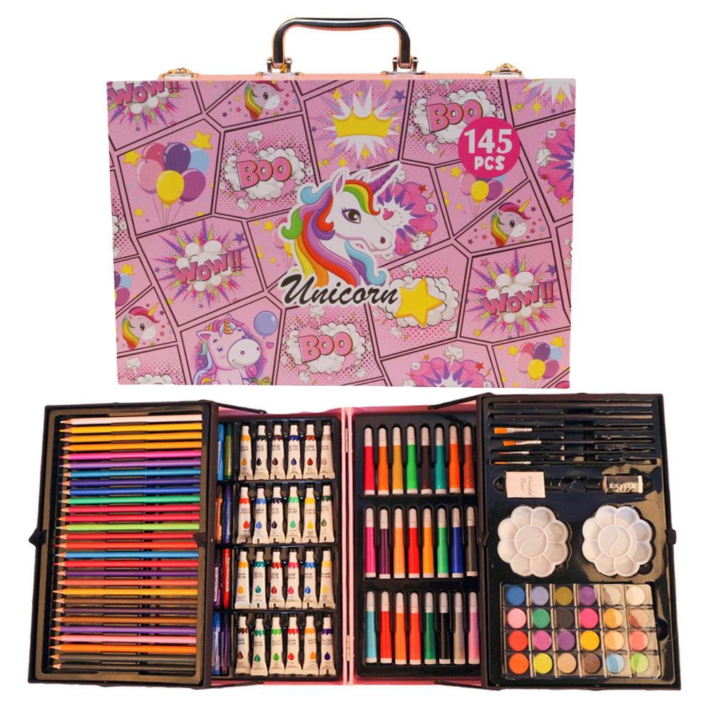 

145-Piece Watercolor Pen & Paintbrush Set for Kids - Art Supplies with Colored Pencils & Graffiti Tools in Aluminum Box
