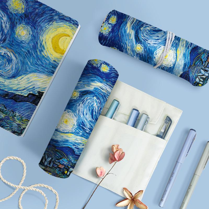 Jiujiu Stationery Creative Chinese Style Retro Roller Blind Pencil Case - Large Capacity Japanese Fabric