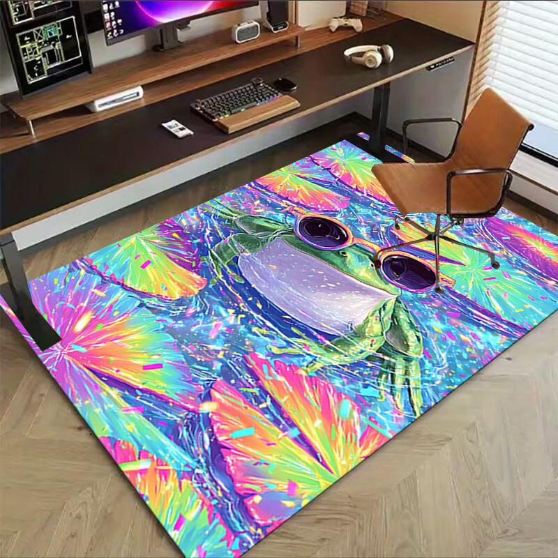 1PC frog sunglasses Extra Large Non Slip Floor carpet, Office, family, Studio   Large Area Rug Indoor Rugs, Bold Statement Piece