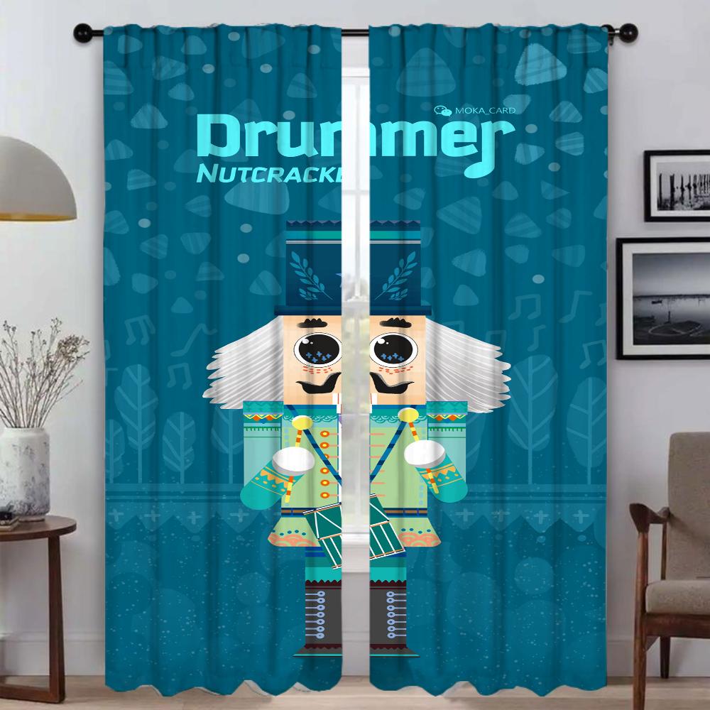 

Щелкунчик Домашний интерьер Шторы для гостиной Затемняющие шторы для комнаты 2 Панельные жалюзи Оттенки Хэллоуин Украшение Раздел W50xH70cmx2pcs-CL