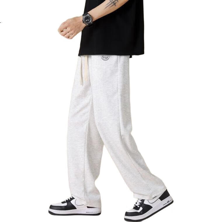 MMOPTOP Trendy Casual Pants for Men, Spring And Summer Draping Simple Loose Comfortable Straight-Leg Sports Trousers FY02 Gray 3XL