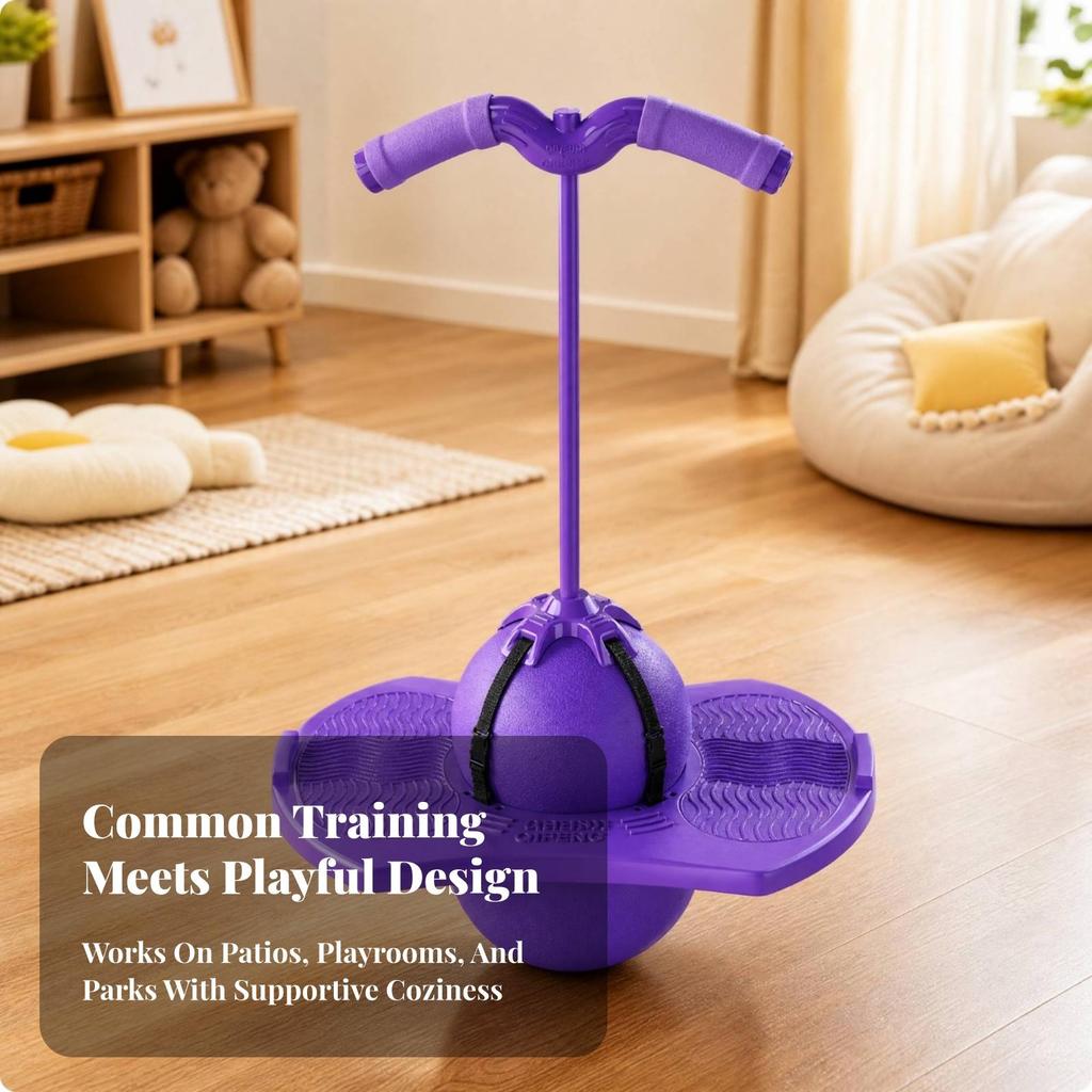 Robust Pogo Ball with Adjustable Handle Inflatable for Active Users, Kids,