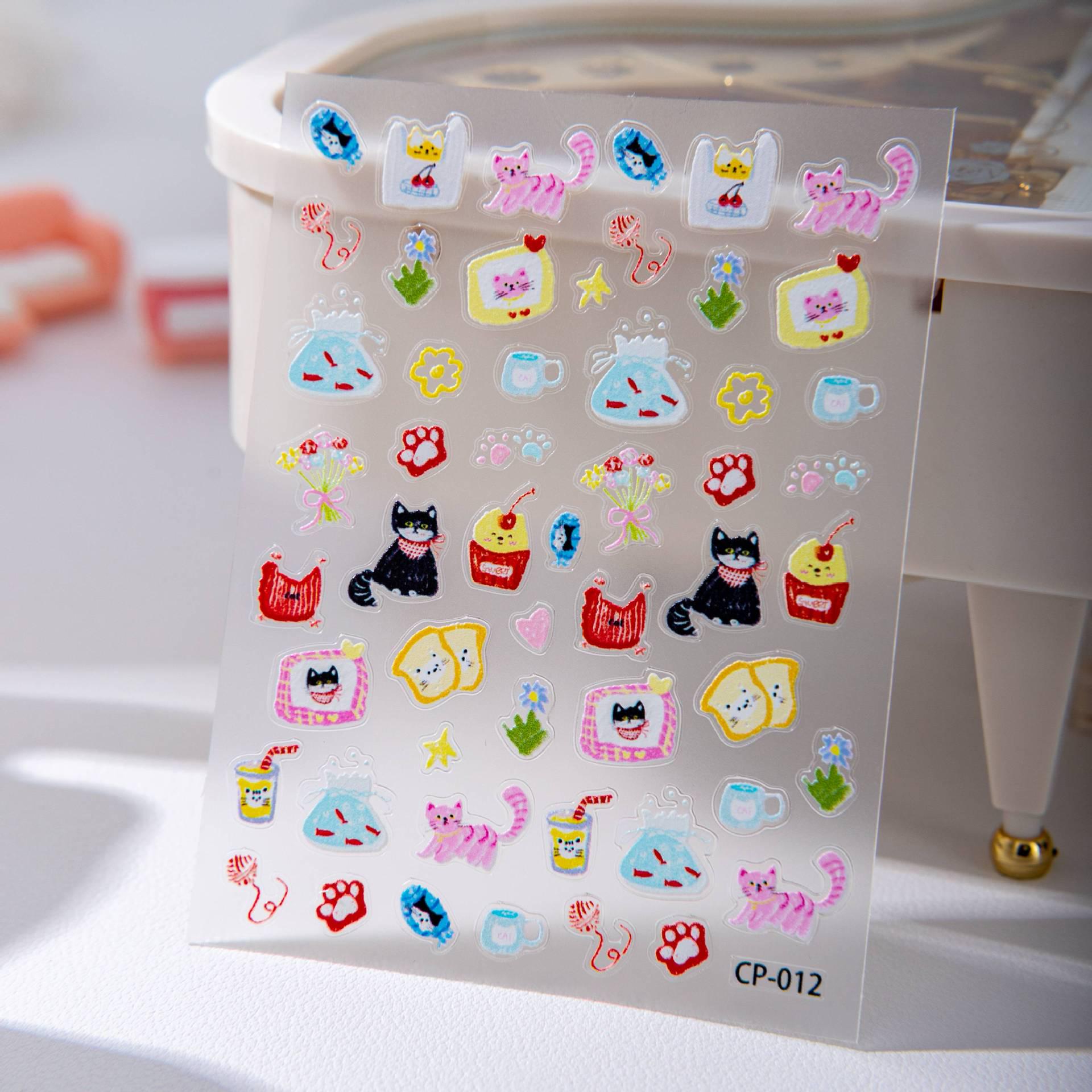 

Cyansea Cute Cartoon Toast Cat Nail & Phone Stickers CP-012